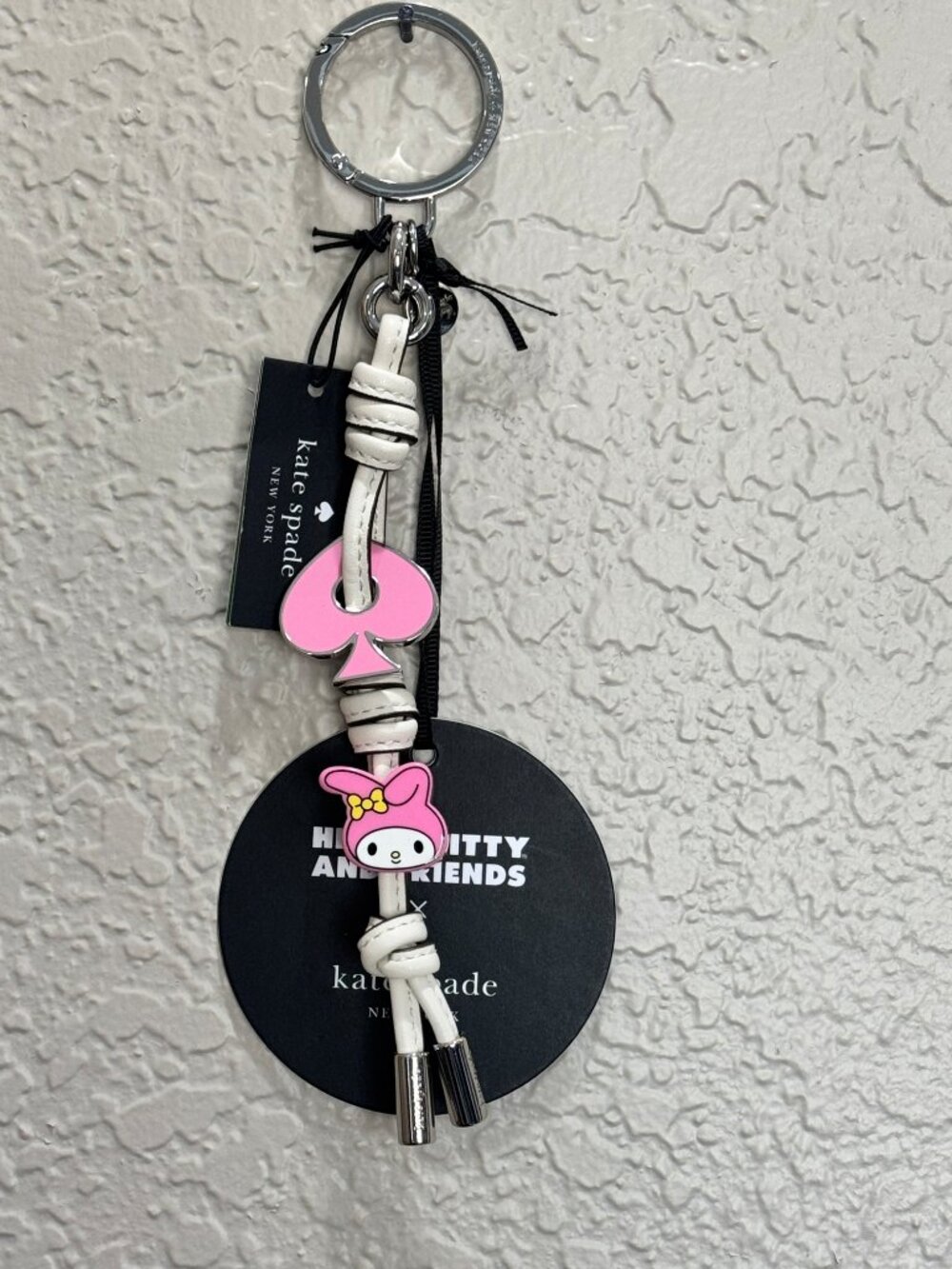 Kate Spade x Hello Kitty My Melody Enamel Knott Bag Charm Key Fob Keychain NEW